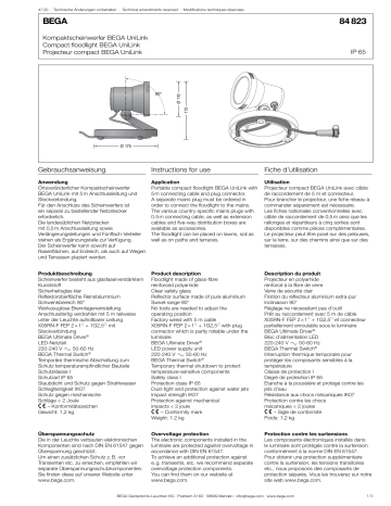 Bega 84 823 K3 BEGA UniLink Garden Floodlight Instructions For Use