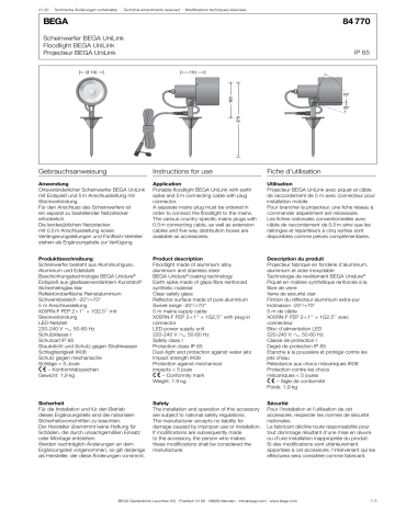 Bega 84 770 K3 BEGA UniLink Garden Floodlight Instructions For Use