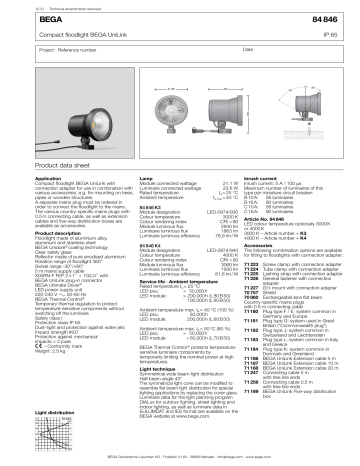 Bega 84 846 K4 Compact Floodlight BEGA UniLink Data Sheet Manualzz