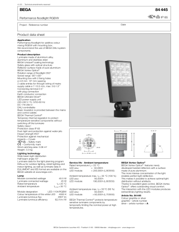 Bega 84 445 A Performance Floodlight Data Sheet Manualzz