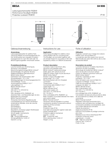 Bega 84 906 A Performance Floodlight RGB W Instructions For Use Manualzz