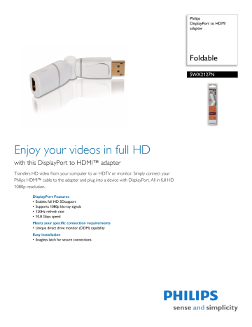 Philips DisplayPort to HDMI adapter SWX2127N Cable Interface/Gender Adapter Leaflet | Manualzz Philips DisplayPort to HDMI adapter SWX2127N Cable Interface/Gender Adapter Leaflet | Manualzz