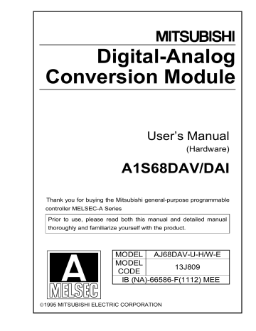 Mitsubishi Electric A1S68DAV, AJ68DAV-W-E User Manual | Manualzz