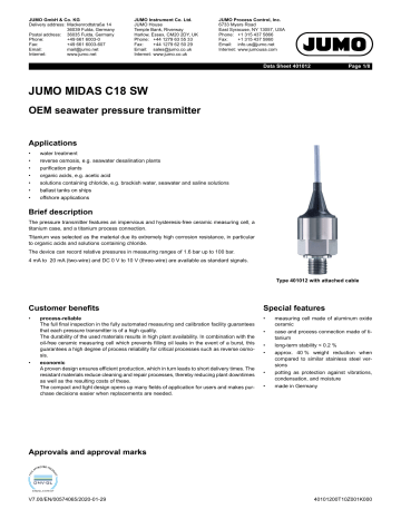 Jumo Oem Pressure Transmitter Data Sheet Manualzz