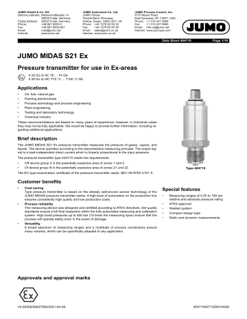 Jumo Pressure Transmitter Data Sheet Manualzz