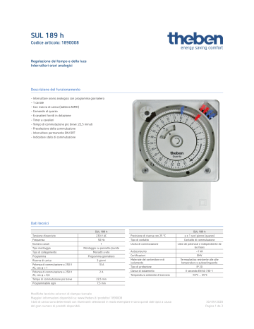 THEBEN SUL 189 H Scheda Dati Manualzz