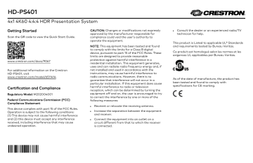 Crestron HD PS401 Product Information Manualzz