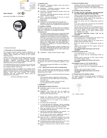 Pce Pce Dmm Manometer Owner S Manual Manualzz