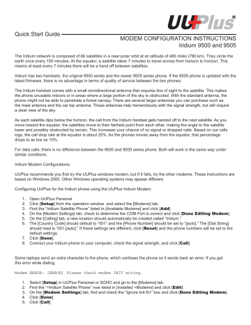 Iridium 9500 Modem Configuration Manual | Manualzz Iridium 9500 Modem Configuration Manual | Manualzz