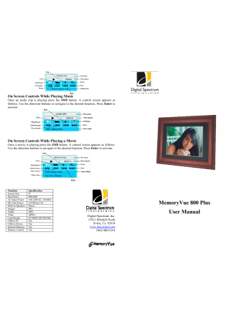Digital Spectrum MemoryVue MV-800 Plus User Manual | Manualzz Digital Spectrum MemoryVue MV-800 Plus User Manual | Manualzz