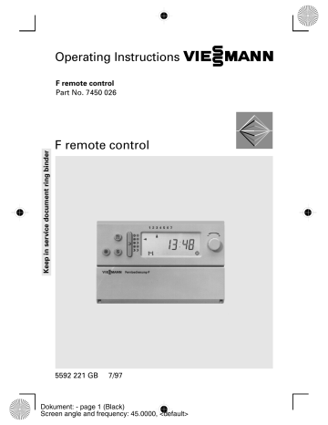 Viessmann F remote control Operating Instructions Manual | Manualzz