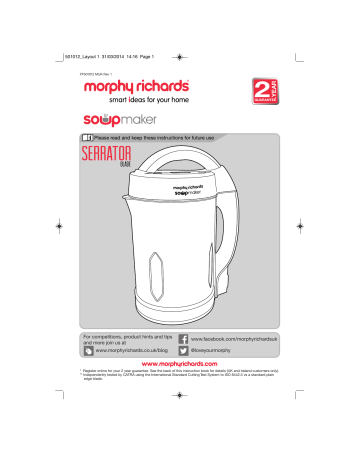 Morphy Richards Soup Maker Serrator Blade Instructions For Use Manual | Manualzz