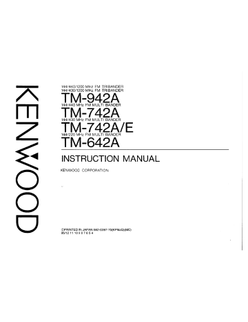 Kenwood TM-642A, TM-742E, TM-942A Instruction Manual | Manualzz