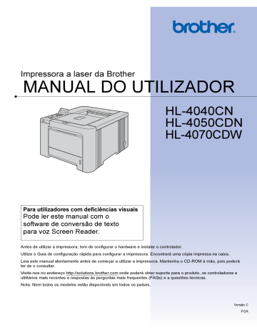 Brother HL-4040CDN Color Printer Manual do usuário | Manualzz Brother HL-4040CDN Color Printer Manual do usuário | Manualzz