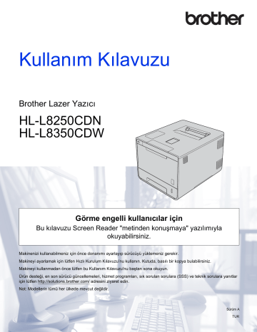 Brother HL-L8250CDN Color Printer Kullanım kılavuzu | Manualzz Brother HL-L8250CDN Color Printer Kullanım kılavuzu | Manualzz