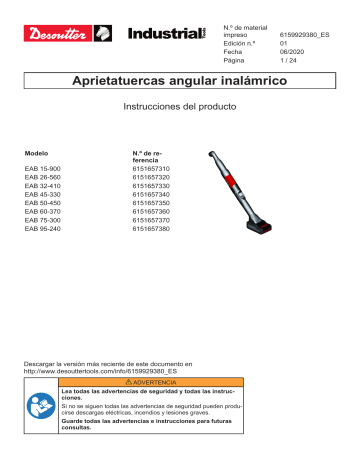 Desoutter EAB 15 900 6151657310 Battery Assembly Tool Instrucciones