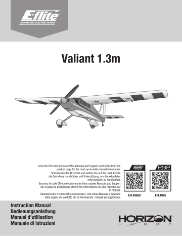 E-flite EFL49500 Valiant 1.3m BNF Basic Owner's Manual | Manualzz