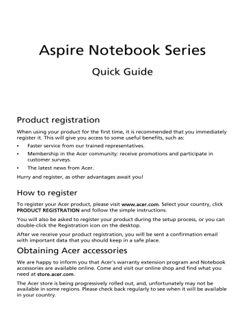 Acer Aspire 7339 Notebook Quick Start Guide | Manualzz Acer Aspire 7339 Notebook Quick Start Guide | Manualzz