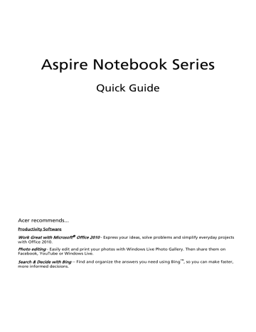 Acer Aspire 7560 Notebook Quick Start Guide | Manualzz Acer Aspire 7560 Notebook Quick Start Guide | Manualzz