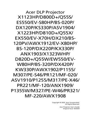 Acer BS-120PV Projector User Manual | Manualzz Acer BS-120PV Projector User Manual | Manualzz