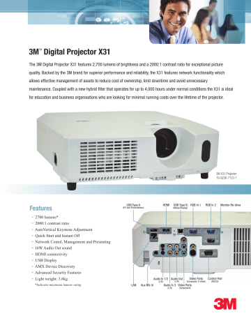 3M X31 Projector Product sheet | Manualzz