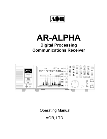 AOR USA NVJAR-ALPHA CommunicationsReceiver User Manual | Manualzz AOR USA NVJAR-ALPHA CommunicationsReceiver User Manual | Manualzz