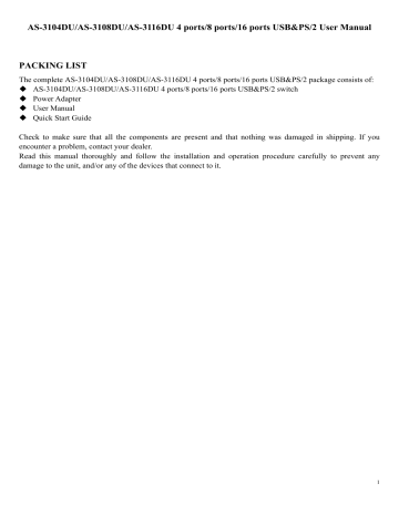 Beijing Lanbe Tianhe Technoloiges & Develop WSQAS-3116DU KVMSWITCH User Manual | Manualzz Beijing Lanbe Tianhe Technoloiges & Develop WSQAS-3116DU KVMSWITCH User Manual | Manualzz