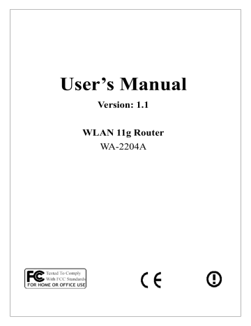 CC&C Technologies PANWA2204A 802.11b/gWLAN Router User Manual | Manualzz CC&C Technologies PANWA2204A 802.11b/gWLAN Router User Manual | Manualzz