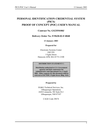 EG&G Technical Services QUZ126724 PersonalID Credential Enrollment Station User Manual | Manualzz EG&G Technical Services QUZ126724 PersonalID Credential Enrollment Station User Manual | Manualzz