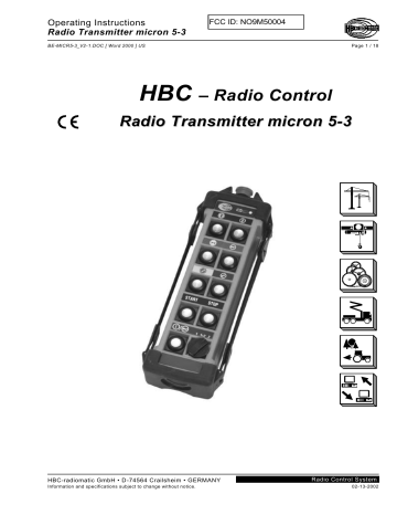 HBC Radiomatic GmbH NO9M50004 Micron5 User Manual Manualzz