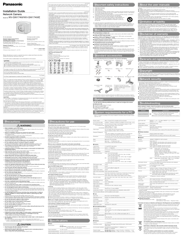 Panasonic Corporation of North America ACJ96NWV-SW174W NetworkCamera User Manual | Manualzz Panasonic Corporation of North America ACJ96NWV-SW174W NetworkCamera User Manual | Manualzz