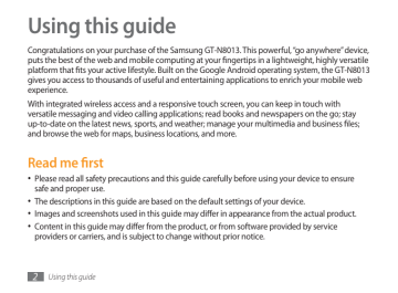 Samsung Electronics A3LGTN8013A PortableTablet PC User Manual | Manualzz Samsung Electronics A3LGTN8013A PortableTablet PC User Manual | Manualzz