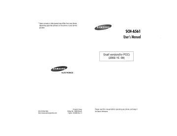 Samsung Electronics A3LSCHA561 Single-ModeCellular Phone User Manual | Manualzz Samsung Electronics A3LSCHA561 Single-ModeCellular Phone User Manual | Manualzz
