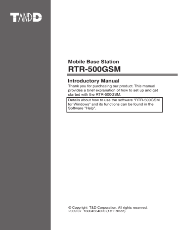 TandD SRD10010 MobileBase Station User Manual | Manualzz TandD SRD10010 MobileBase Station User Manual | Manualzz