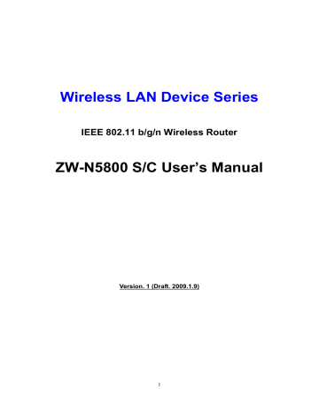 Zinwell RIW-ZW-N5800 IEEE802.11 bgn Wireless Router User Manual | Manualzz