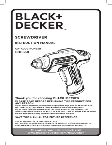 BLACK+DECKER BDCS50C 4V MAX Cordless Screwdriver Instruction manual | Manualzz