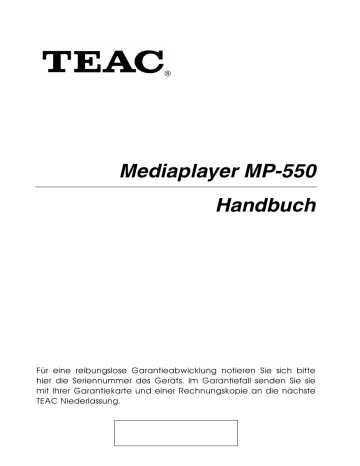 TEAC MP 550 Bedienungsanleitung | Manualzz