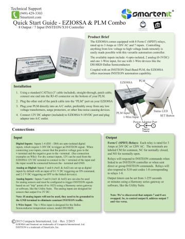 Smartenit EZIO8SA PLM Combo Quick Start Manual | Manualzz Smartenit EZIO8SA PLM Combo Quick Start Manual | Manualzz