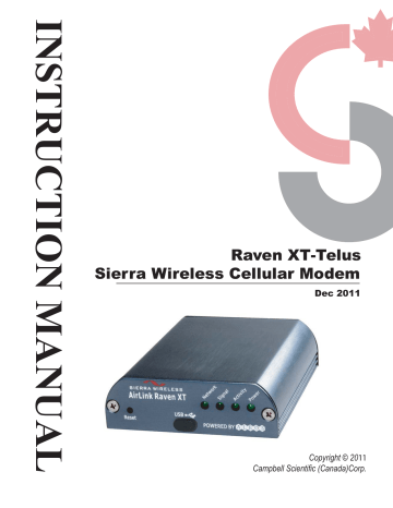 Campbell Raven XT-Telus Instruction Manual | Manualzz Campbell Raven XT-Telus Instruction Manual | Manualzz