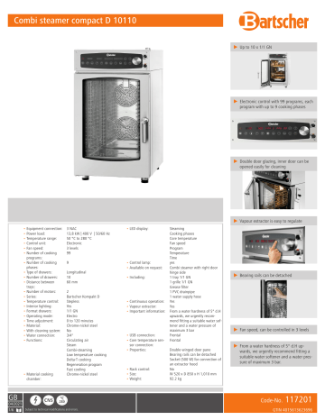 Bartscher 117201 Combi steamer compact D 10110 Data sheet | Manualzz Bartscher 117201 Combi steamer compact D 10110 Data sheet | Manualzz