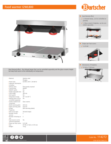 Bartscher 114272 Food warmer I2WL800 Data sheet | Manualzz Bartscher 114272 Food warmer I2WL800 Data sheet | Manualzz
