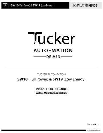 Tucker SW19 Installation Manual | Manualzz Tucker SW19 Installation Manual | Manualzz