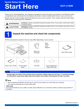 Brother DCP-J140W Appliance Quick Setup Guide | Manualzz Brother DCP-J140W Appliance Quick Setup Guide | Manualzz