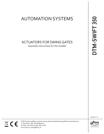 DTM System DTM-SWIFT 350 Assembly Instructions For The Installer | Manualzz DTM System DTM-SWIFT 350 Assembly Instructions For The Installer | Manualzz