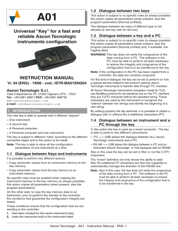 Ascon tecnologic A01 Instruction Manual | Manualzz Ascon tecnologic A01 Instruction Manual | Manualzz