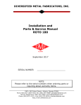 DMF ROTO-180 Installation And Parts &amp; Service Manual