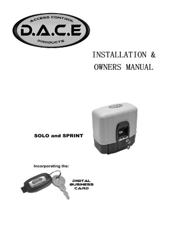 D.A.C.E SOLO Installation & Owner's Manual | Manualzz D.A.C.E SOLO Installation & Owner's Manual | Manualzz