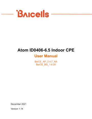 Baicells Atom ID0406-6.5 User Manual | Manualzz Baicells Atom ID0406-6.5 User Manual | Manualzz