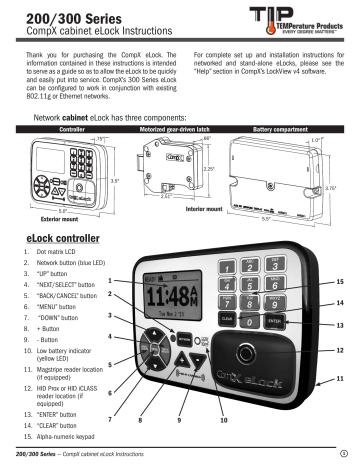 TIP TEMPerature Products CompX eLock 300 Series Instructions Manual | Manualzz TIP TEMPerature Products CompX eLock 300 Series Instructions Manual | Manualzz