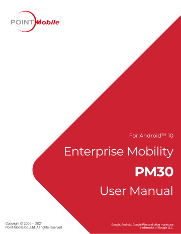Point Mobile PM30G3K03DHE0F, PM30G6K03DHE0F User Manual | Manualzz Point Mobile PM30G3K03DHE0F, PM30G6K03DHE0F User Manual | Manualzz